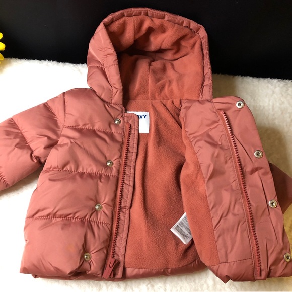 New Old Navy Unisex Dusty Red Puffet Jacket With Animal Ears - Picture 11 of 11